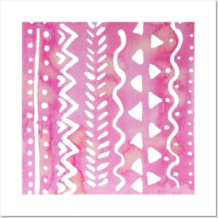 Loose boho chic pattern - pink Posters and Art